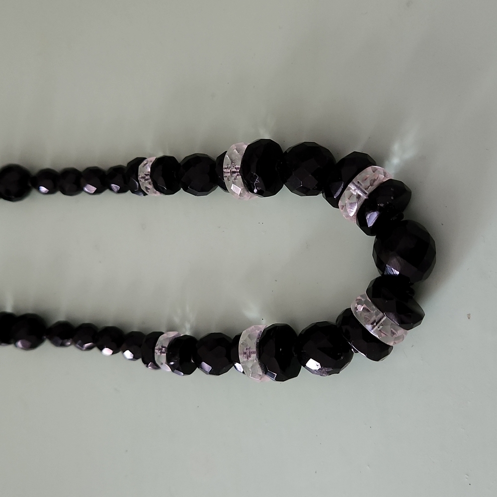 Vintage Art Deco Black and Crystal Necklace
